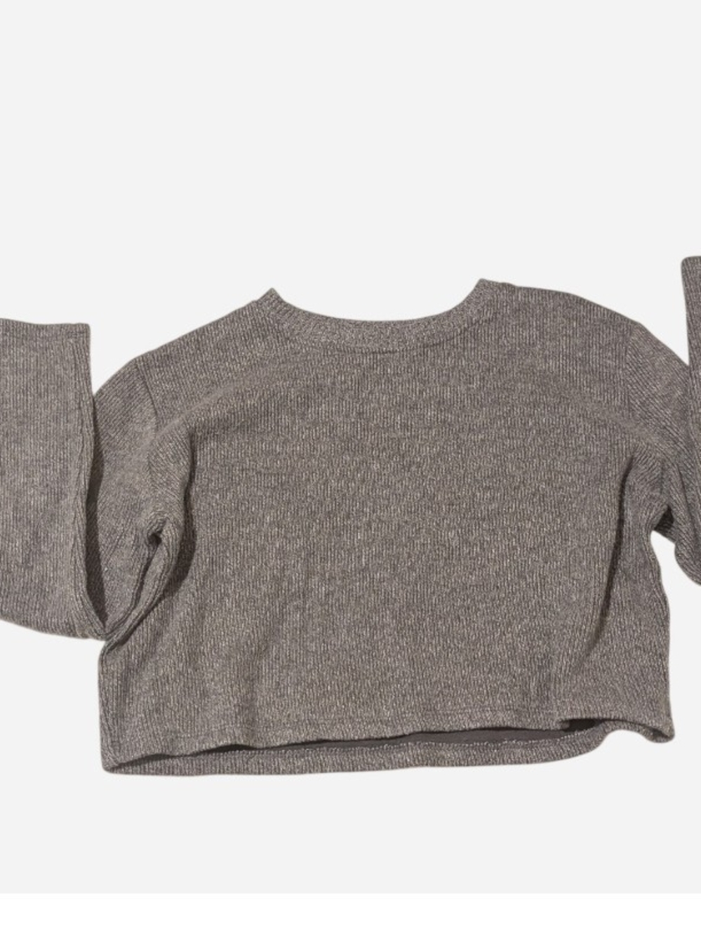 Zara Ribbed Crewneck Sweater - Gray - Picture 4 of 5